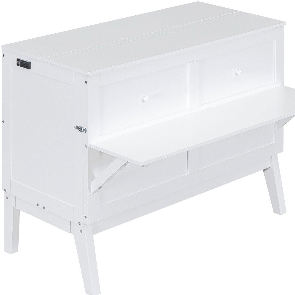 White Wood Full Murphy Bed