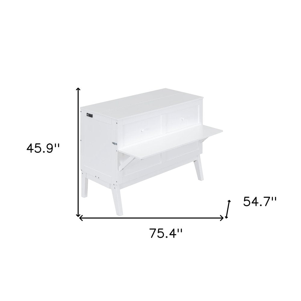 White Wood Full Murphy Bed