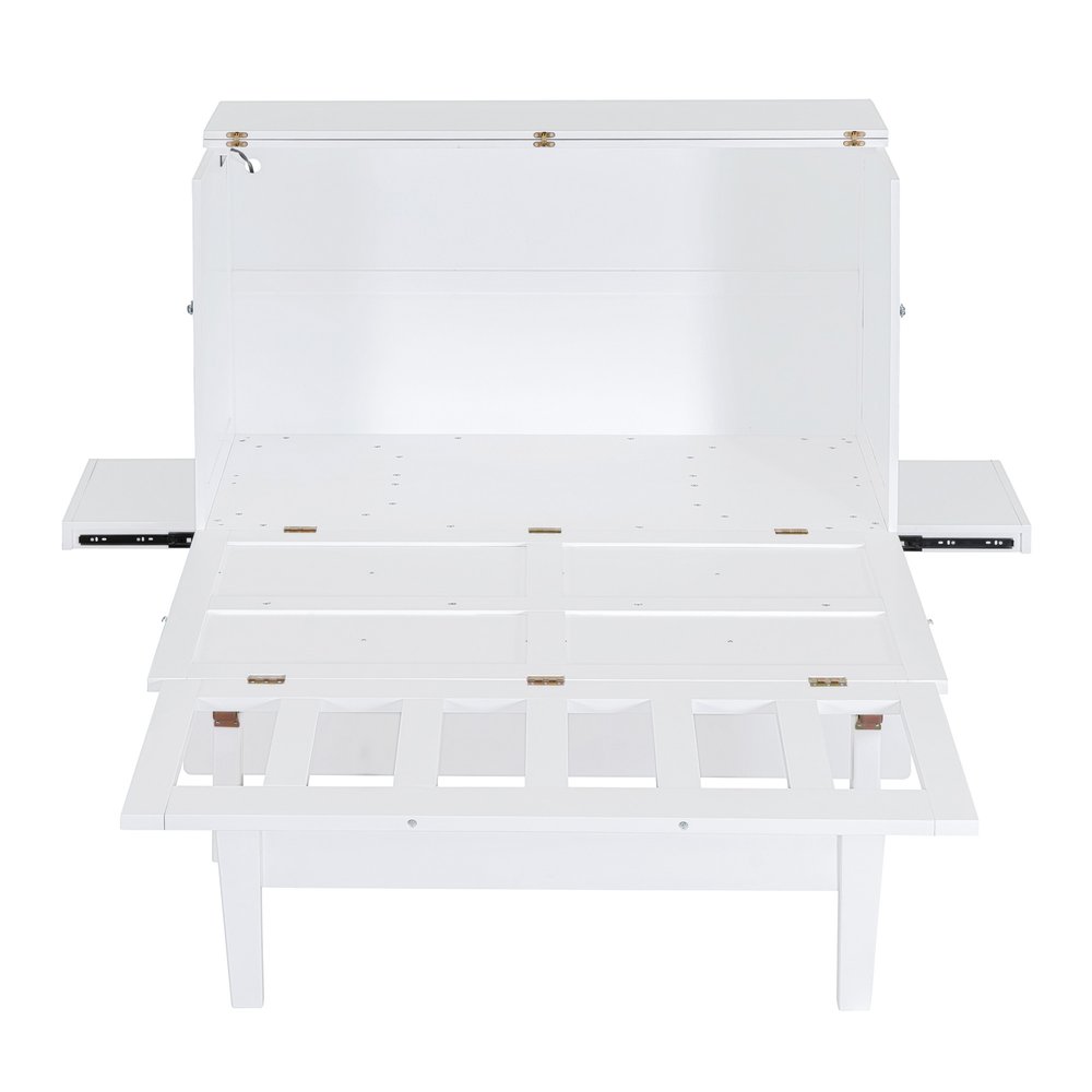 White Wood Full Murphy Bed