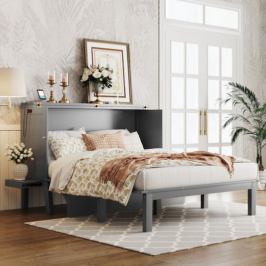 Gray Wood Queen Murphy Bed