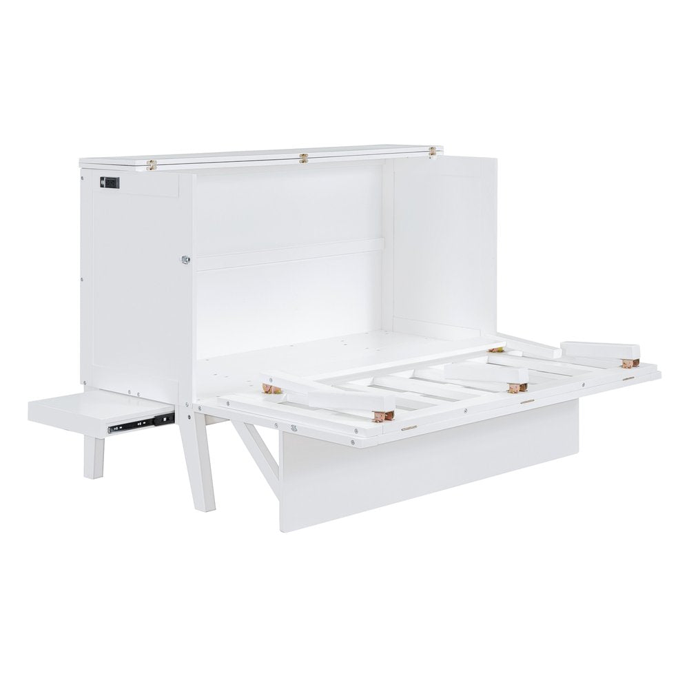White Wood Queen Murphy Bed