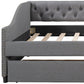 Gray Upholstered Full Bed Frame With Drawers