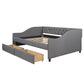 Gray Upholstered Full Bed Frame With Drawers