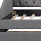 Gray Upholstered Full Bed Frame With Drawers