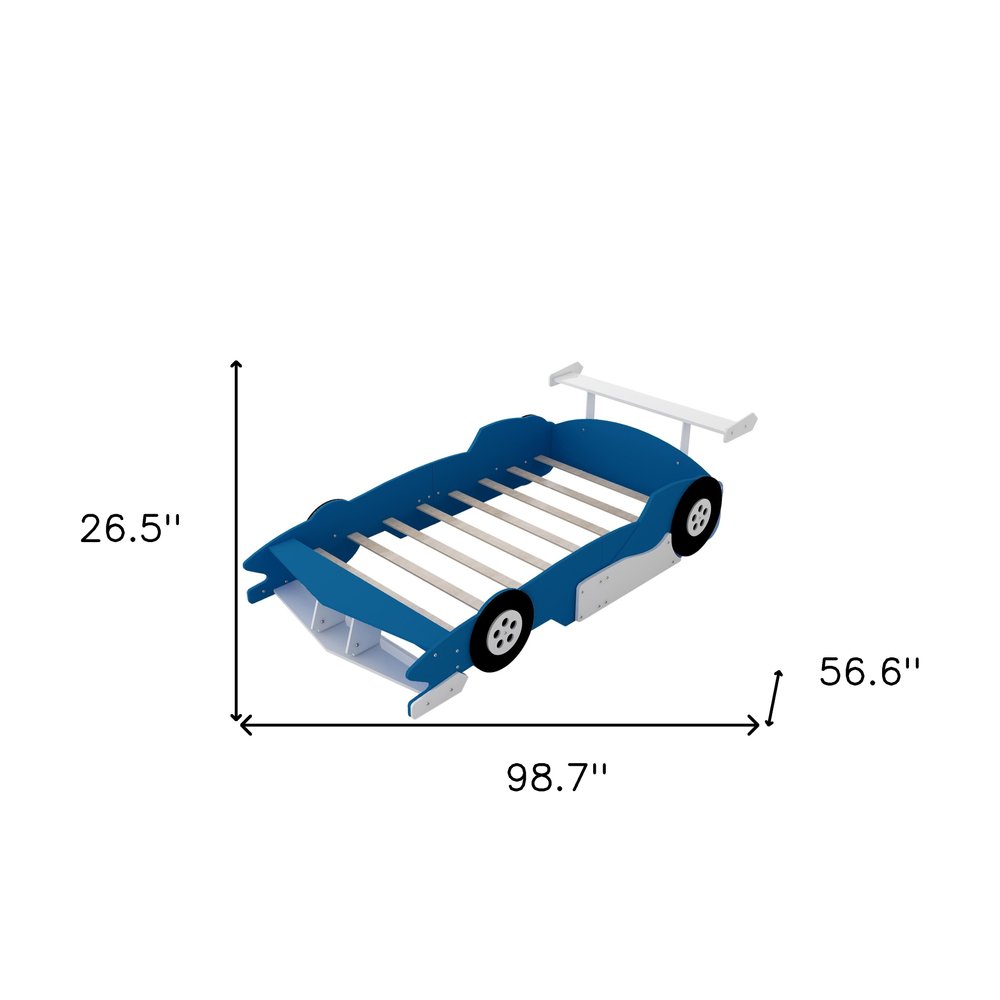 Blue Wood Full Bed Frame