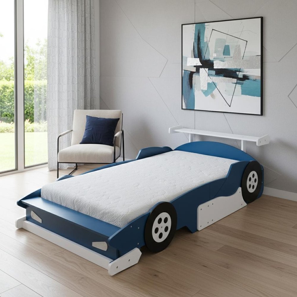 Blue Wood Full Bed Frame
