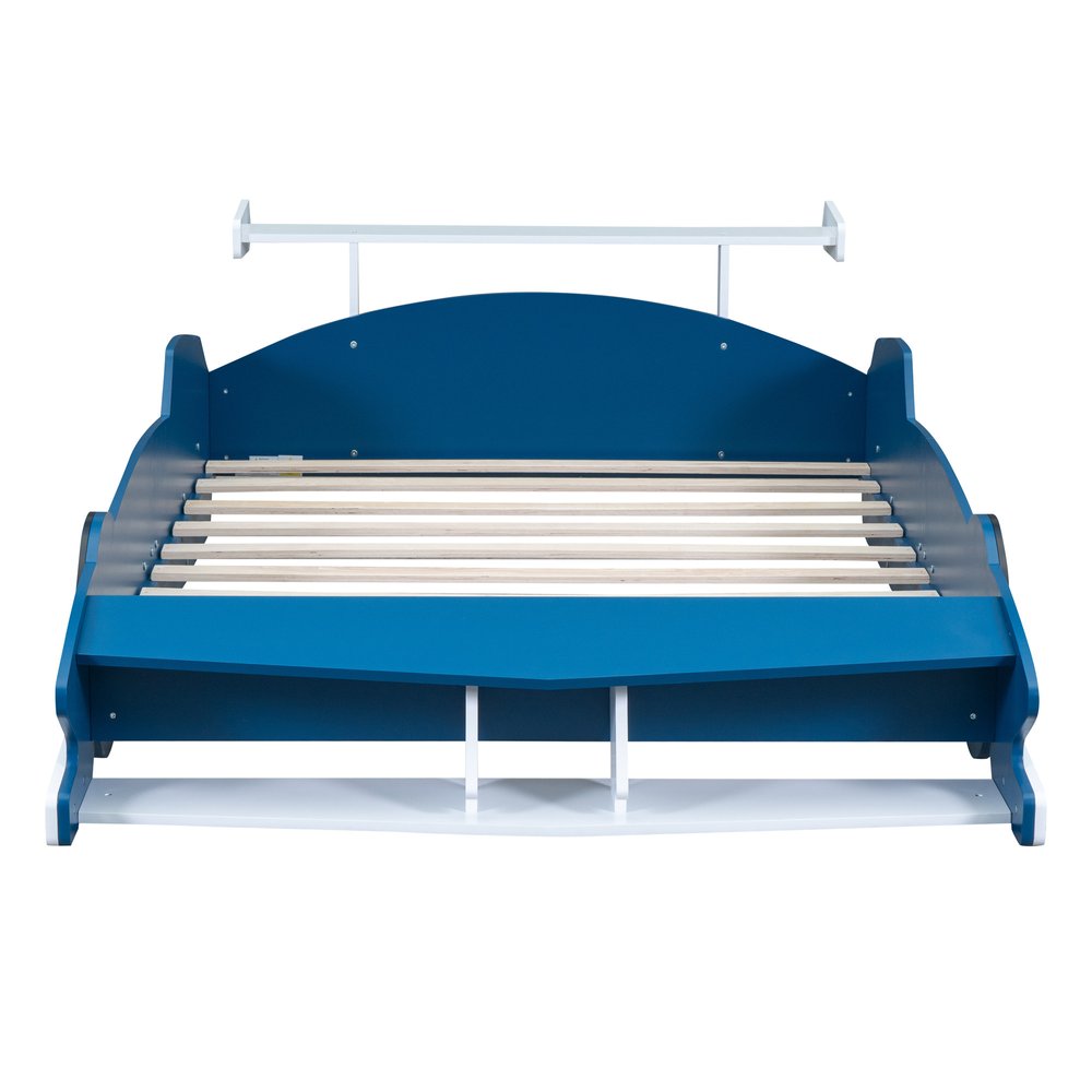 Blue Wood Full Bed Frame