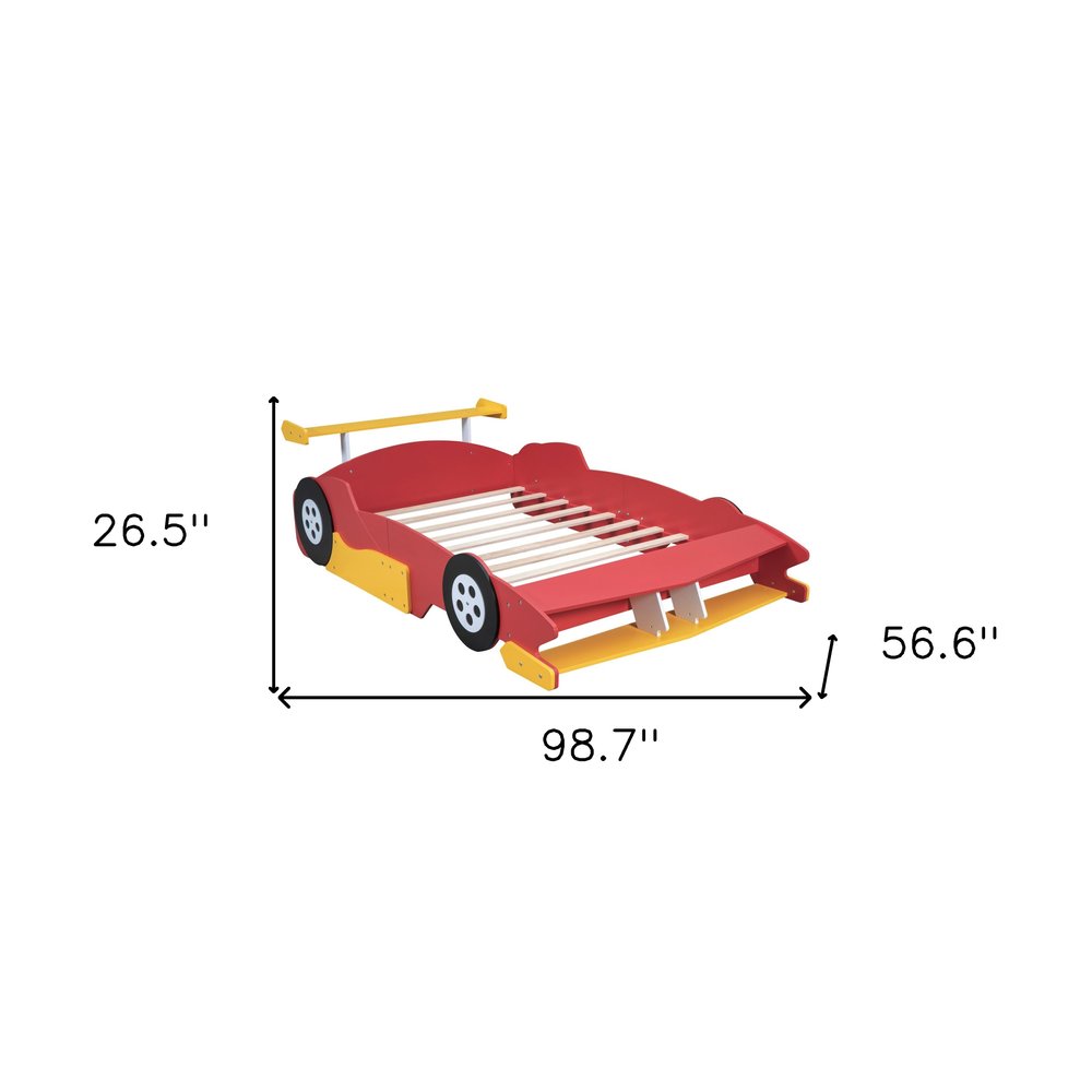 Red Wood Full Bed Frame