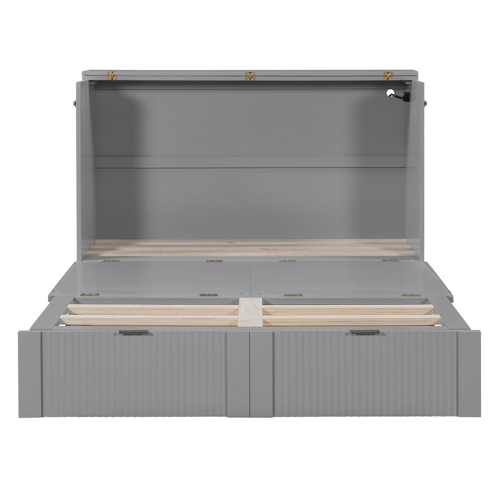 Gray Wood Full Murphy Bed