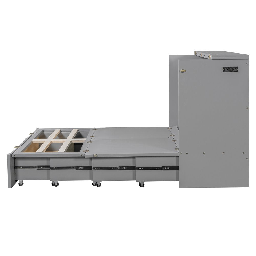 Gray Wood Full Murphy Bed