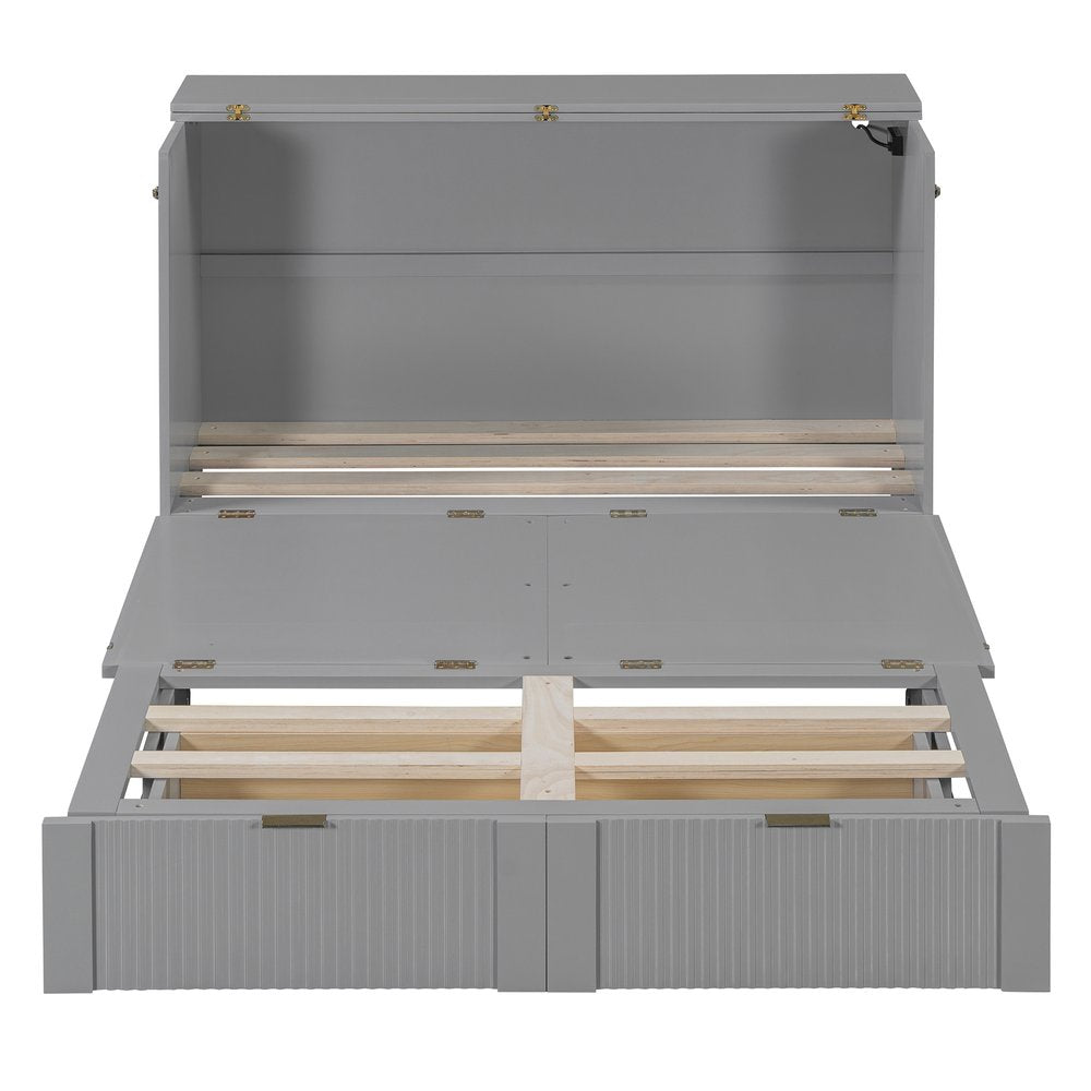 Gray Wood Full Murphy Bed