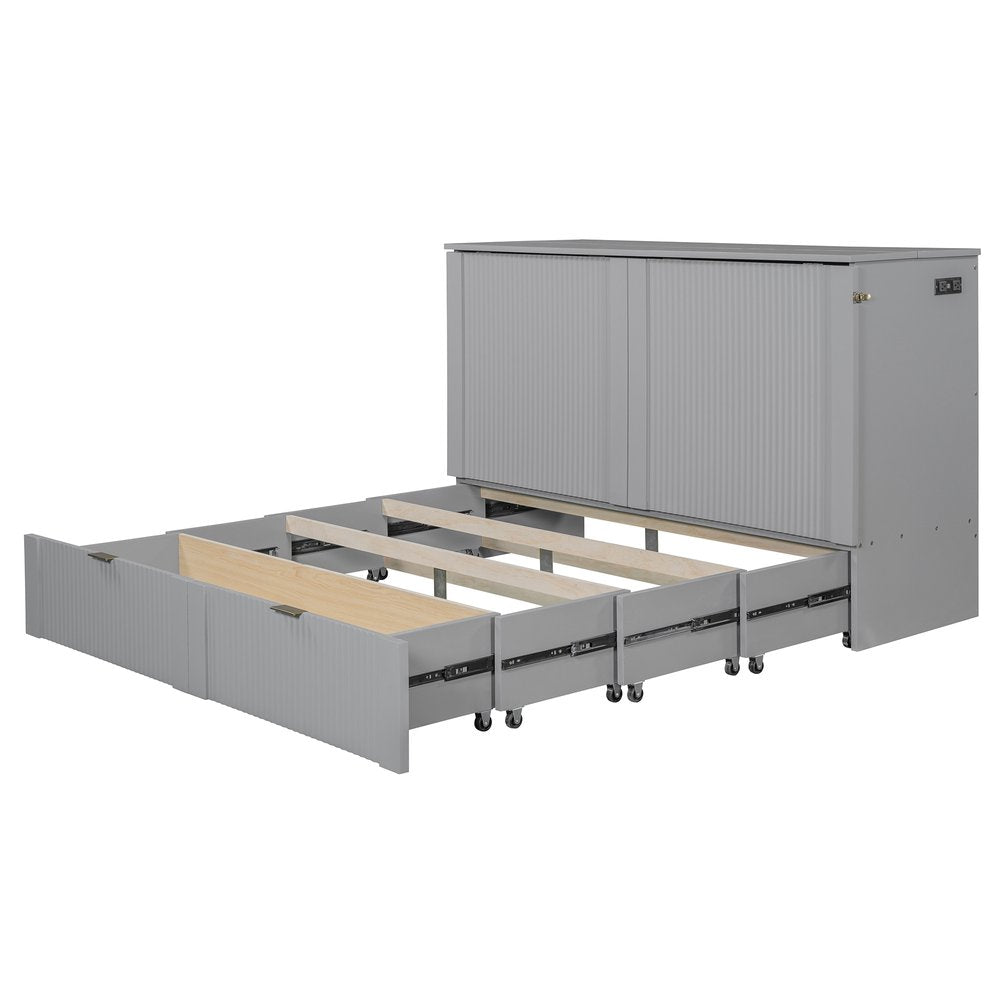 Gray Wood Queen Murphy Bed