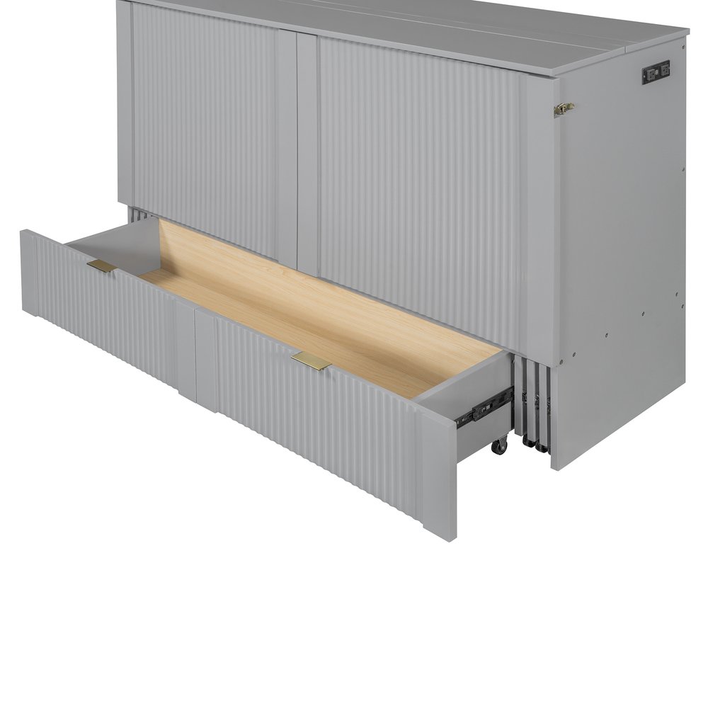 Gray Wood Queen Murphy Bed