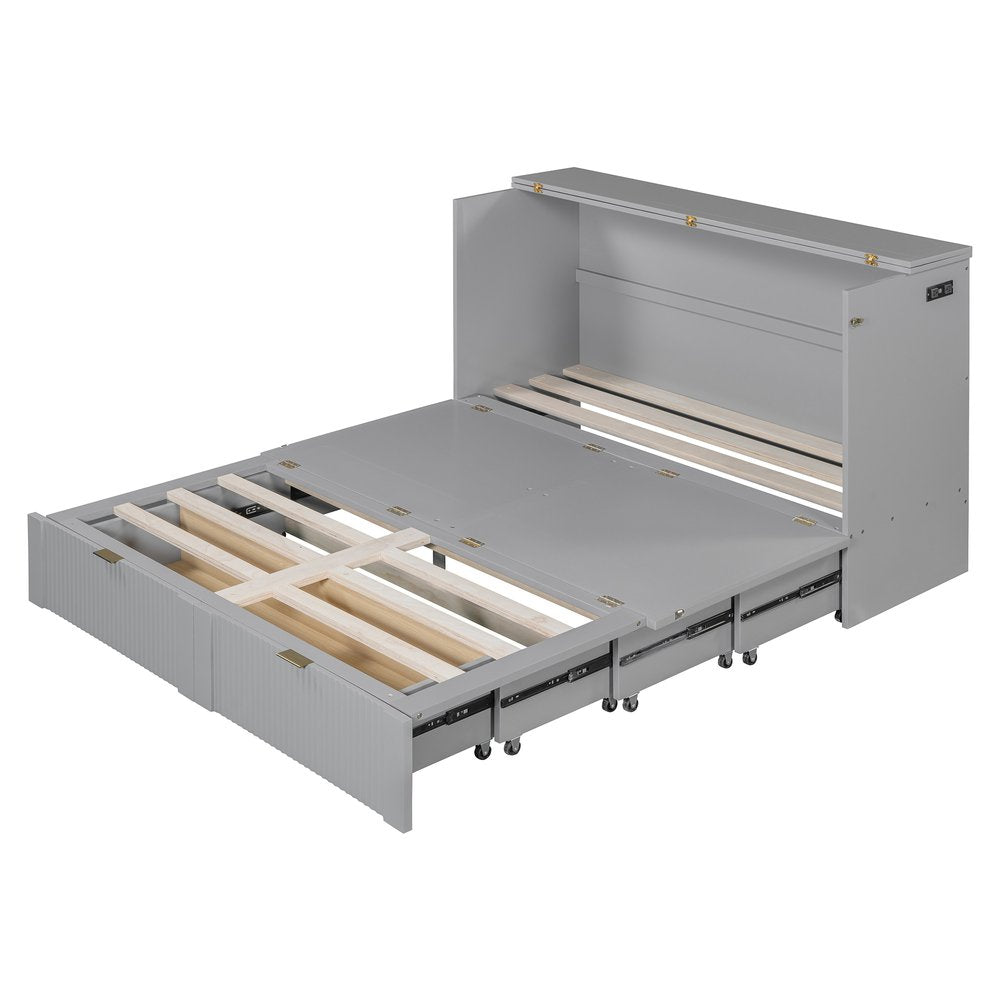 Gray Wood Queen Murphy Bed