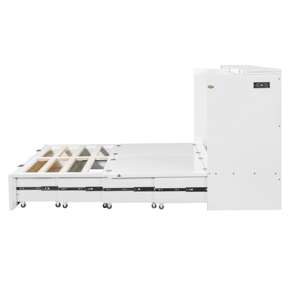 White Wood Queen Murphy Bed
