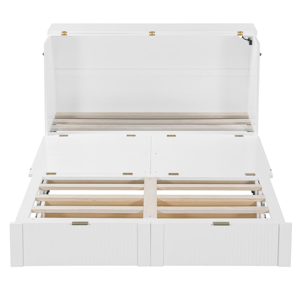 White Wood Queen Murphy Bed