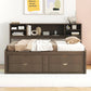 Brown Wood Full Bed Frame With Drawers