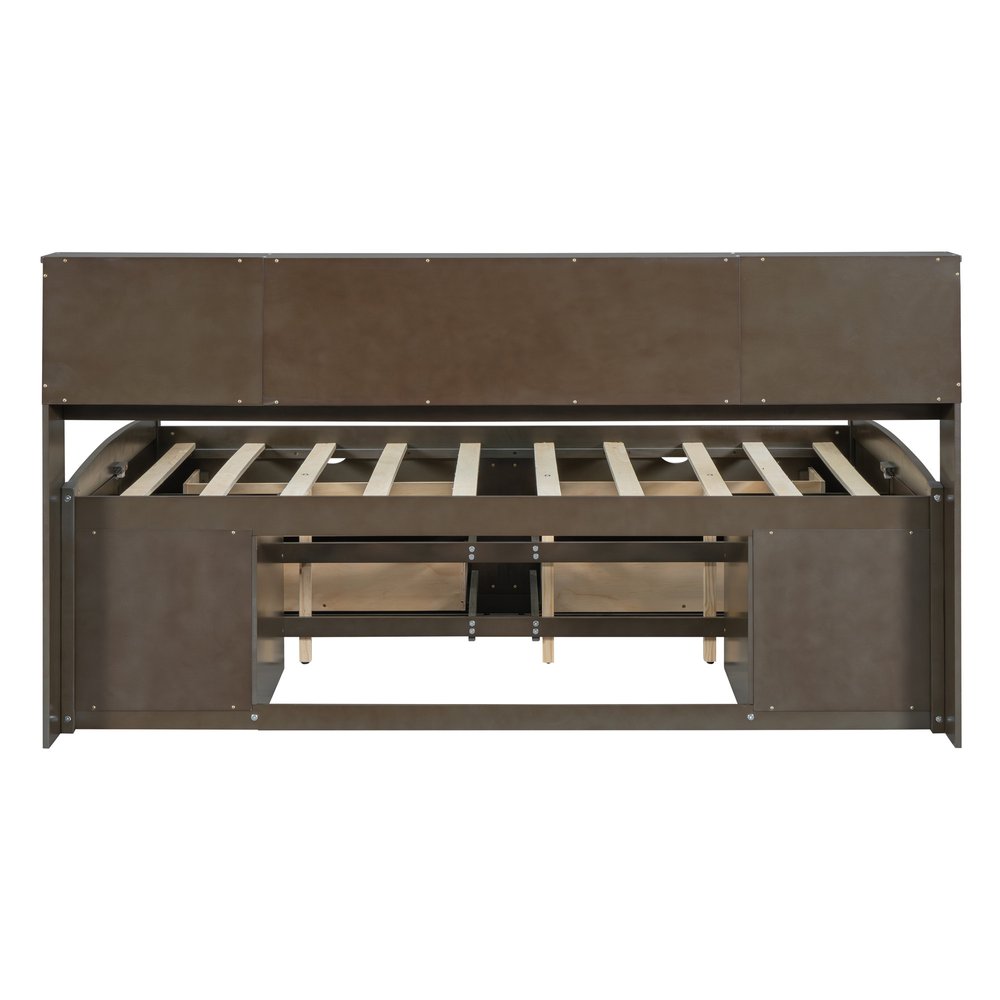 Brown Wood Full Bed Frame With Drawers