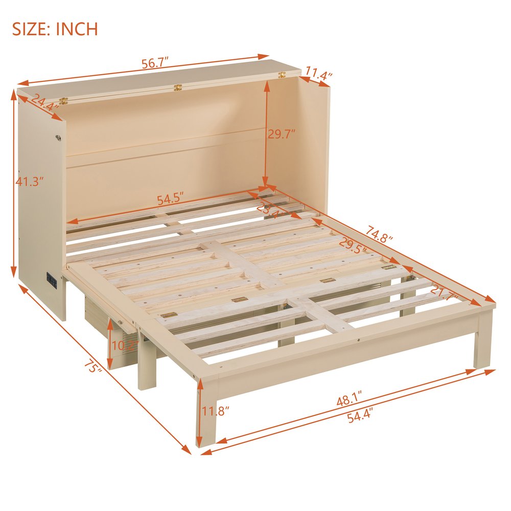 Gold Wood Full Murphy Bed