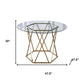 48" Clear And Gold Glass And Metal Trestle Base Round Top Dining Table