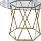 48" Clear And Gold Glass And Metal Trestle Base Round Top Dining Table