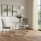 48" Clear And Silver Glass And Metal Trestle Base Round Top Dining Table