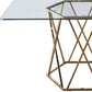 63" Clear and Gold Glass and Metal Geo Pedestal Base Dining Table