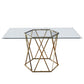 63" Clear and Gold Glass and Metal Geo Pedestal Base Dining Table