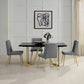 63" Black And Gold Solid Wood And Metal Trestle Base Dining Table