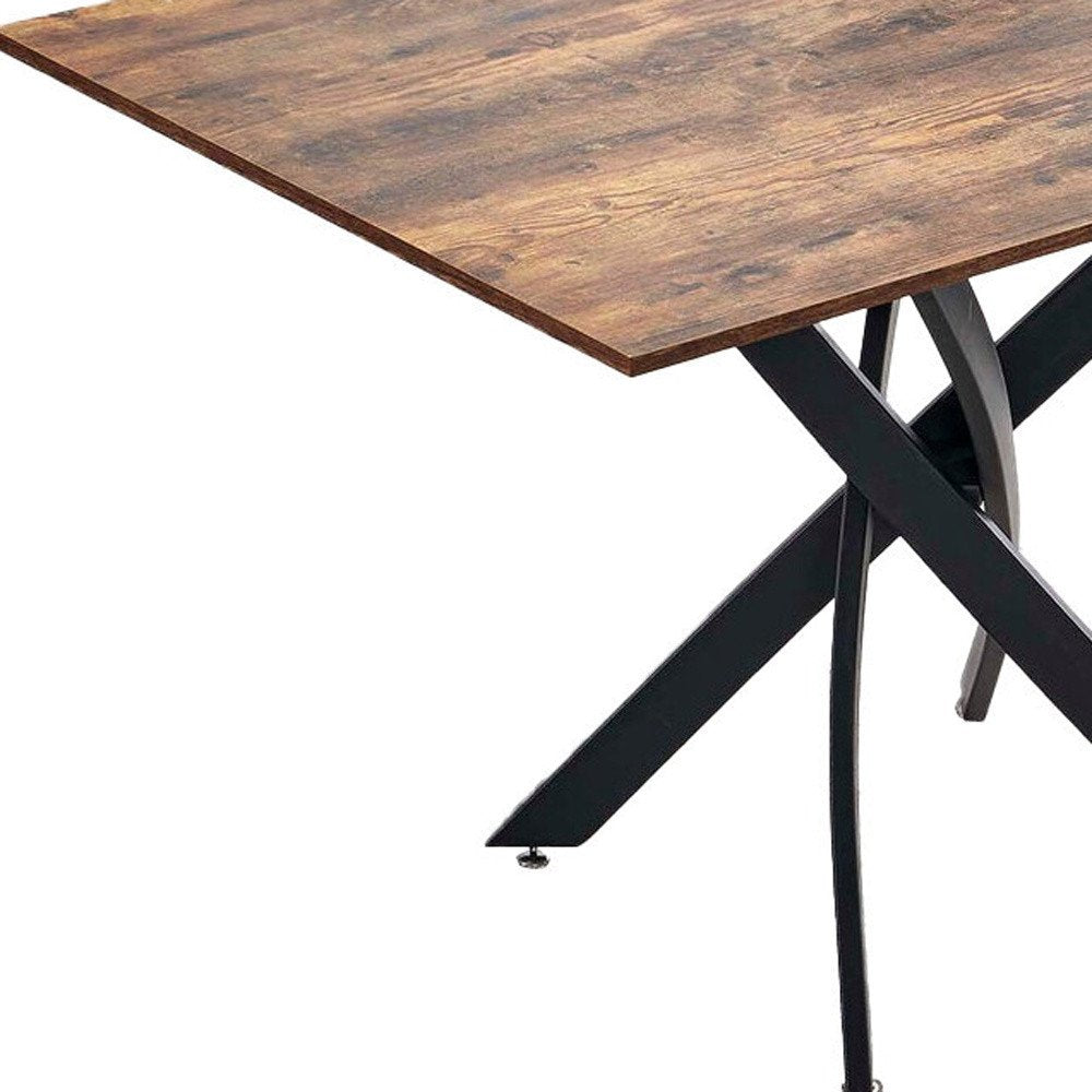 47" Brown and Black Wood and Metal Cross Leg Base Dining Table