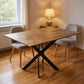 47" Brown and Black Wood and Metal Cross Leg Base Dining Table