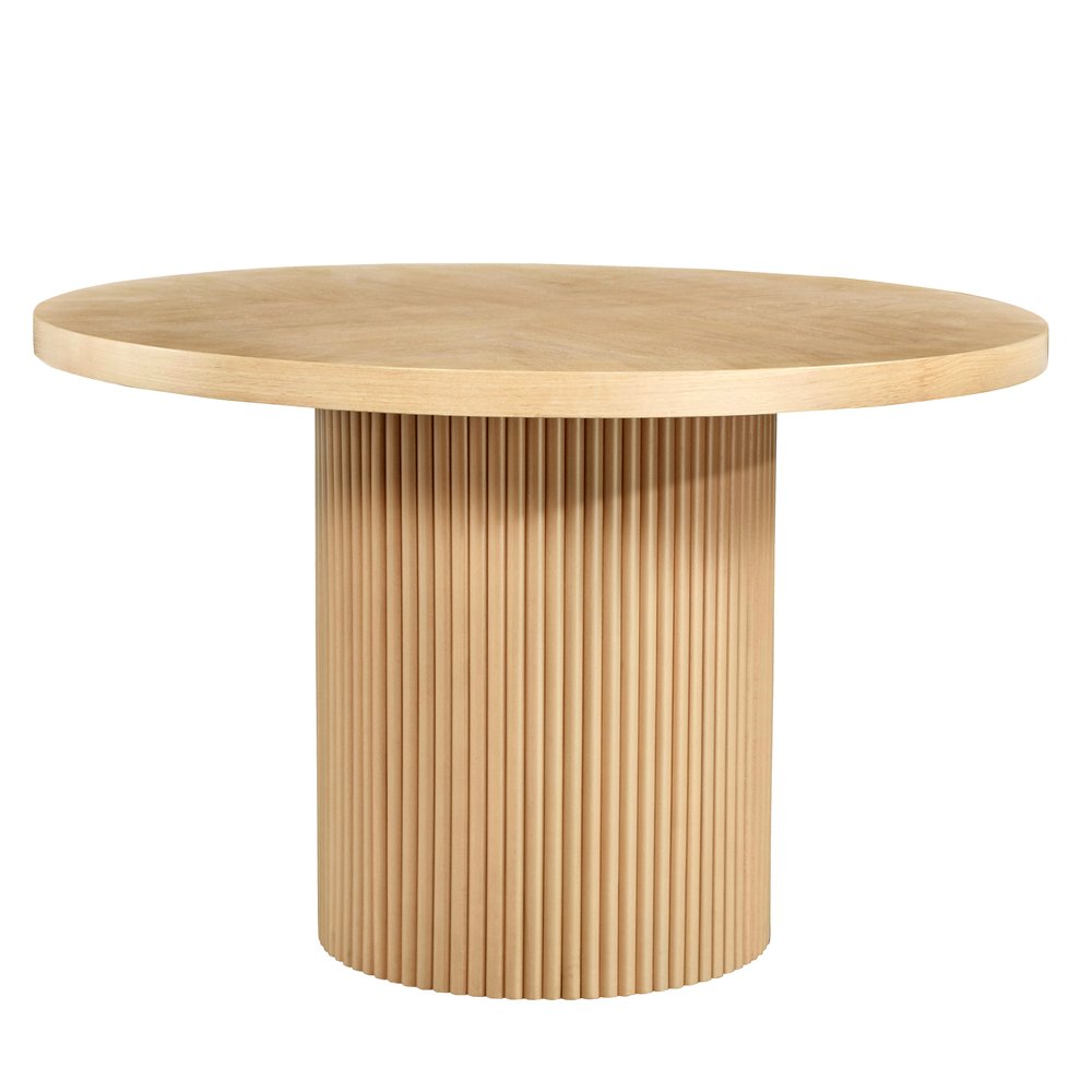 48" Natural Wood Pedestal Base Round Top Dining Table