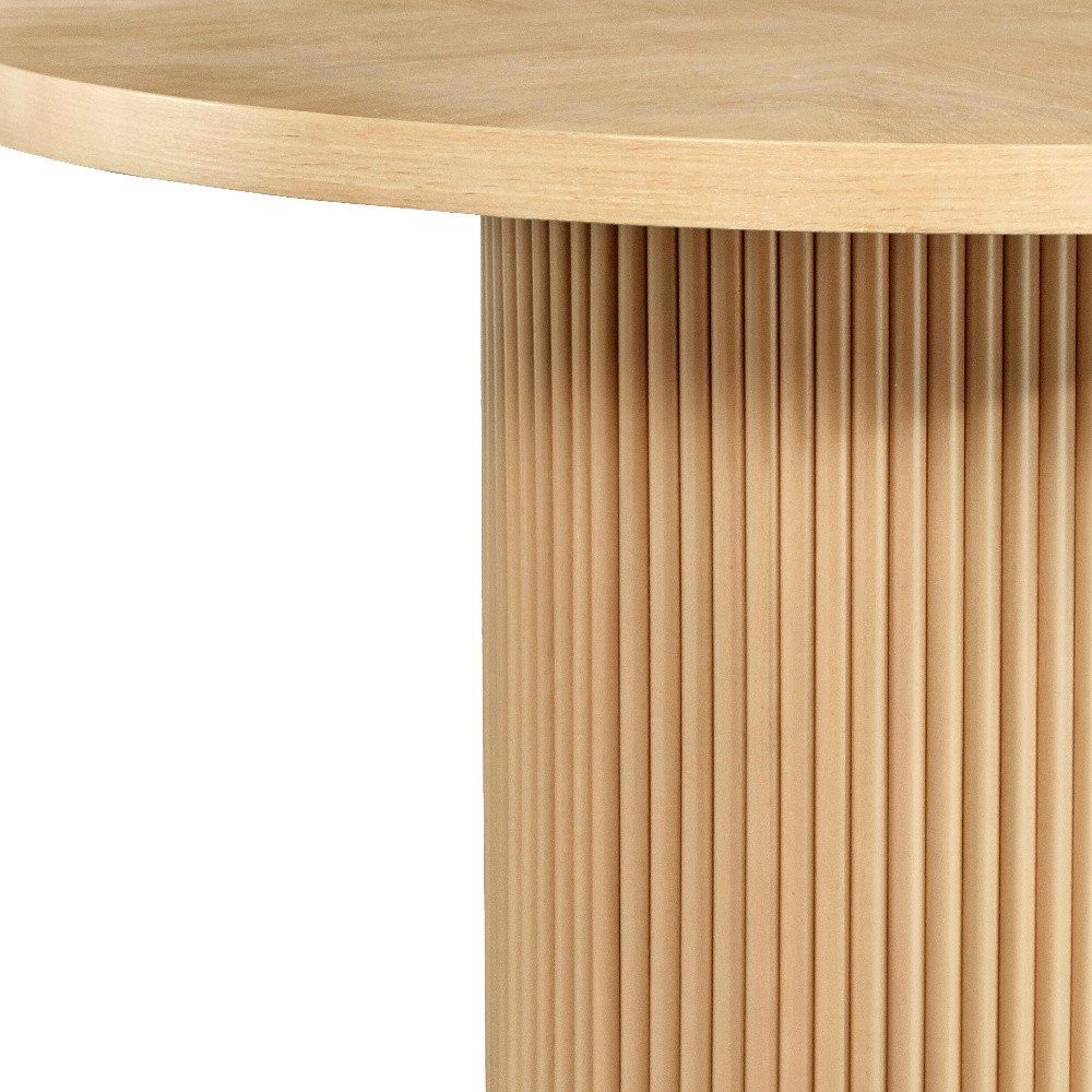 48" Natural Wood Pedestal Base Round Top Dining Table