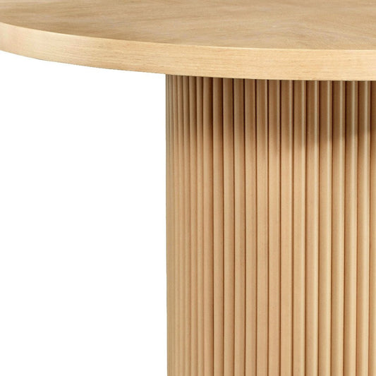 48" Natural Wood Pedestal Base Round Top Dining Table