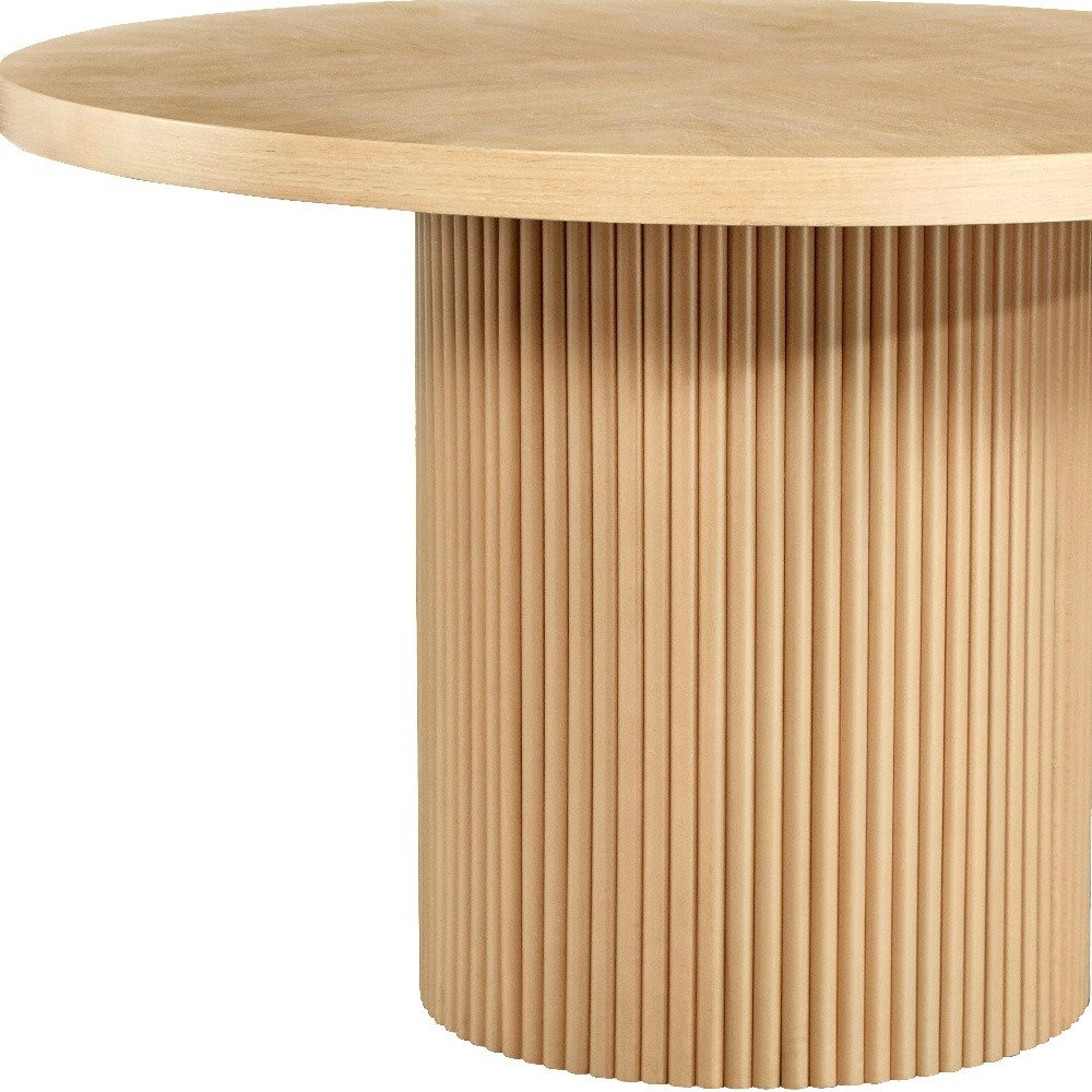 48" Natural Wood Pedestal Base Round Top Dining Table