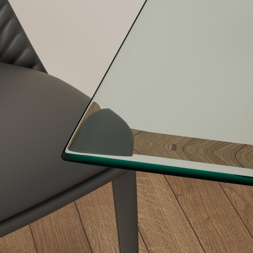 51" Clear And Silver Glass And Metal Trestle Base Dining Table