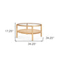 34" Clear and Natural Glass and Solid Wood Round Coffee Table With Shelf