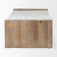 48" Natural and White Solid Wood And Genuine Marble Coffee Table