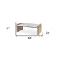 48" Natural and White Solid Wood And Genuine Marble Coffee Table