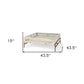 44" Off White Clear And Gold Solid Wood Glass And Iron Storage Coffee Table