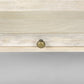 44" Off White Clear And Gold Solid Wood Glass And Iron Storage Coffee Table
