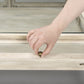 44" Off White Clear And Gold Solid Wood Glass And Iron Storage Coffee Table