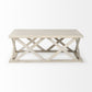 48" Off White Solid Wood Distressed Geo Frame Coffee Table