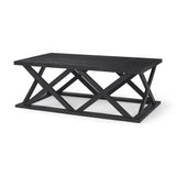48" Black Solid Wood Geo Frame Coffee Table