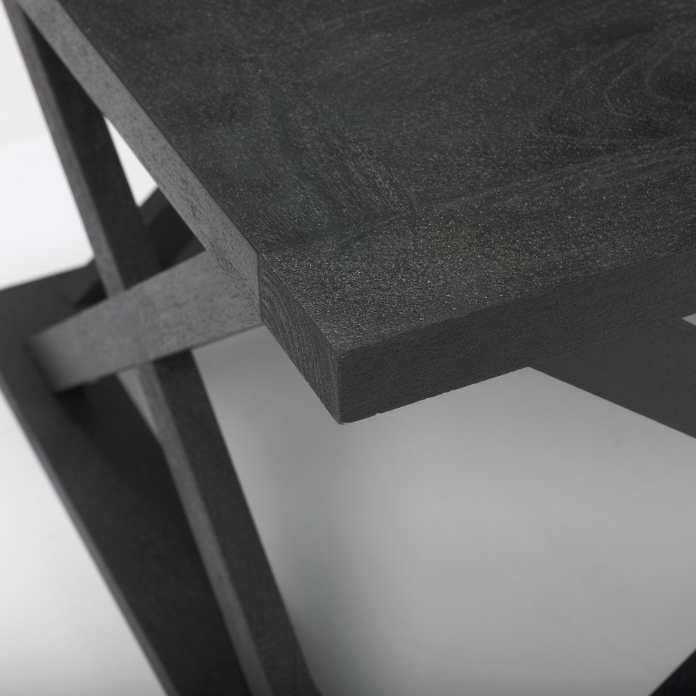 48" Black Solid Wood Geo Frame Coffee Table