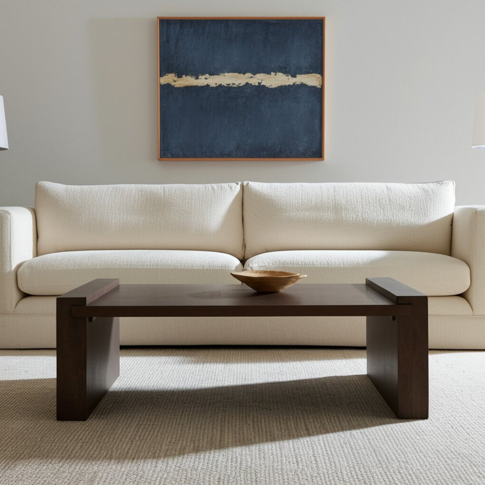 48" Dark Brown Solid Wood Sled Coffee Table