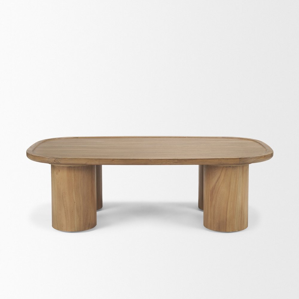55" Natural Solid Wood Oval Coffee Table