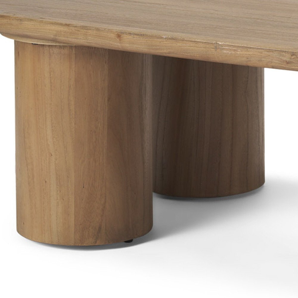 55" Natural Solid Wood Oval Coffee Table