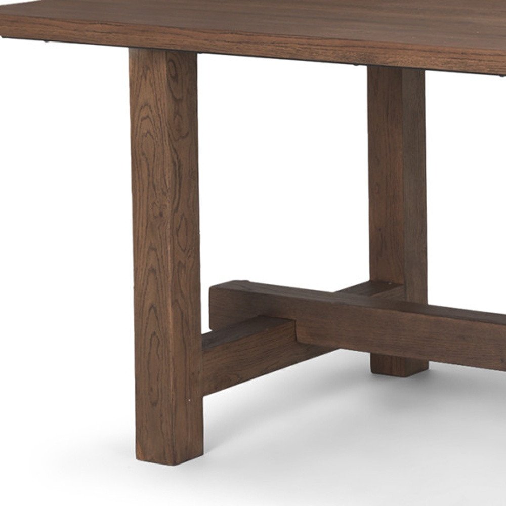 84" Brown Solid Wood Trestle Base Dining Table