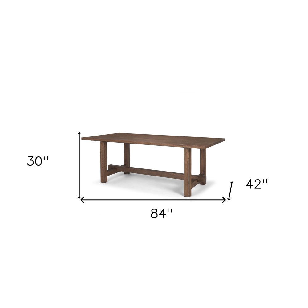 84" Brown Solid Wood Trestle Base Dining Table